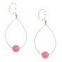 Pink Jade Wire Teardrop Hoop Earrings